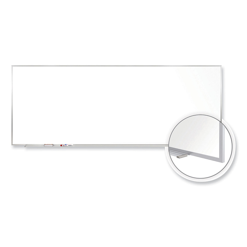 Ghent Magnetic Porcelain Whiteboard with Satin Aluminum Frame, 144.5 x 48.5, White Surface (M14124)