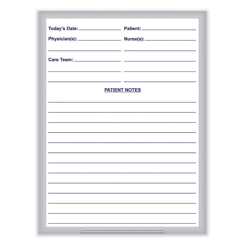 Ghent Hospital Magnetic Whiteboard, 24 x 36, White/Blue Surface, Satin Aluminum Frame (GRPM311H23)