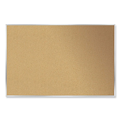 Ghent Aluminum-Frame Natural Corkboard, 72.5 x 48.5, Tan Surface, Satin Aluminum Frame (AK46)