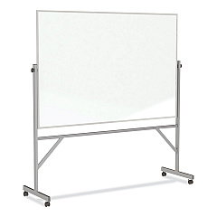 Ghent Reversible Magnetic Porcelain Whiteboard with Satin Aluminum Frame, 77.25 x 78.13, White Surface (ARM1M146)