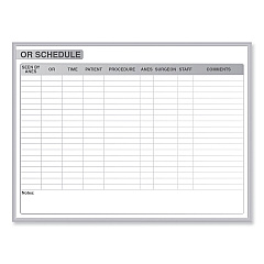 Ghent OR Schedule Magnetic Whiteboard, 72.5 x 48.5, White/Gray Surface, Satin Aluminum Frame (GRPM313S46)