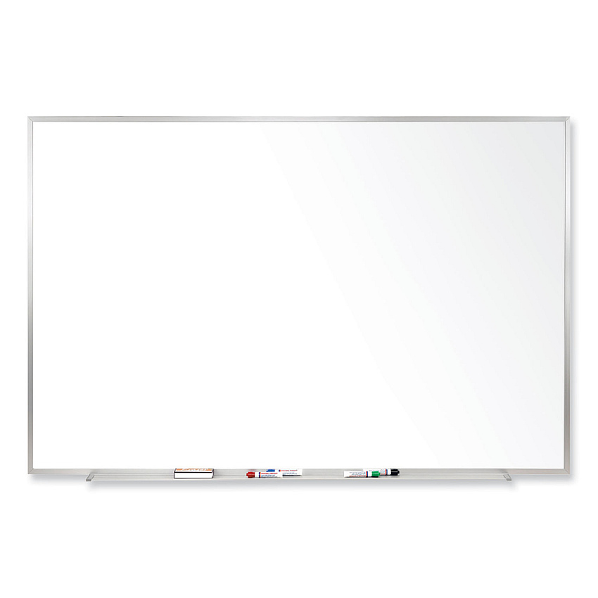 Ghent Magnetic Porcelain Whiteboard with Satin Aluminum Frame, 120.5 x 48.5, White Surface (M14104)