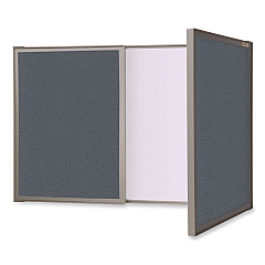 Ghent VisuALL PC Whiteboard Cabinet, Gray Fabric Bulletin Board Exterior Doors, 36 x 24, Aluminum Frame (41302)