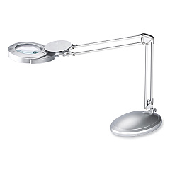 V-Light LED Magnifier Lamp with Clamp, Swing Arm, 22" High, Silver (9VSL40203SC)