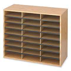Safco Wood/Corrugated Literature Organizer, 24 Compartments, 29 x 12 x 23.5, Medium Oak (9402MO)