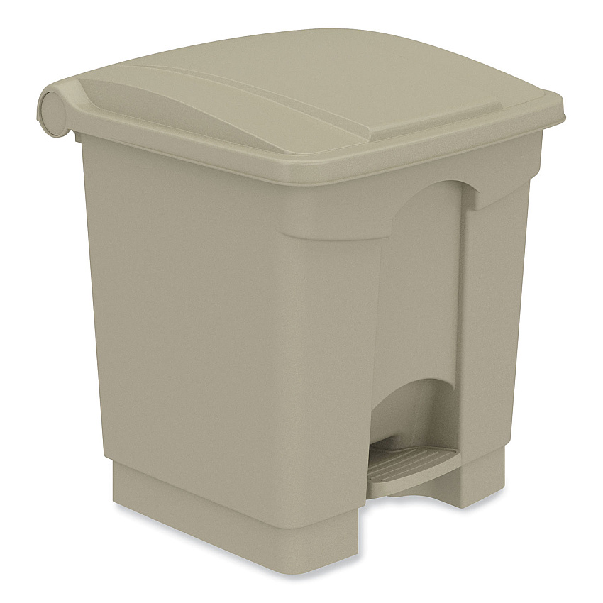 Safco Plastic Step-On Receptacle, 8 gal, Metal, Tan (9924TN)