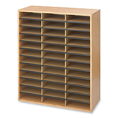 Safco Wood/Corrugated Literature Organizer, 36 Compartments, 29 x 12 x 34.5, Medium Oak (9403MO)