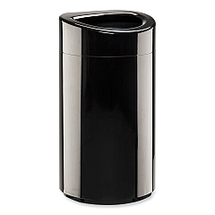 Safco Open Top Oval Waste Receptacle, 14 gal, Steel, Black (9921BL)