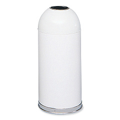 Safco Open Top Dome Receptacle, 15 gal, Steel, White (9639WH)