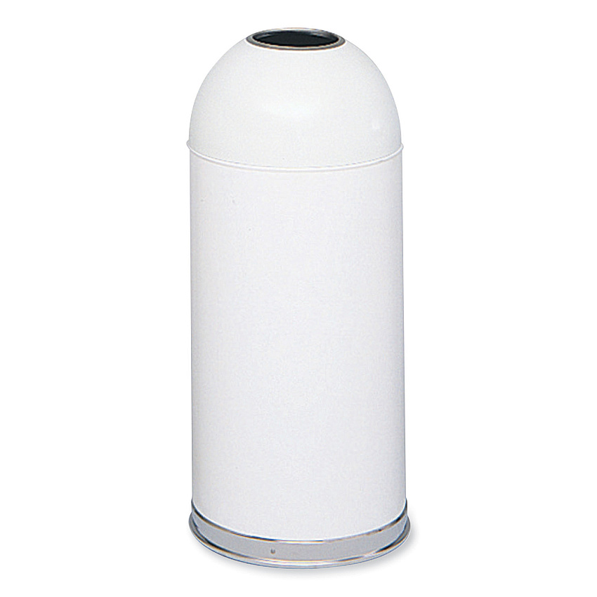 Safco Open Top Dome Receptacle, 15 gal, Steel, White (9639WH)