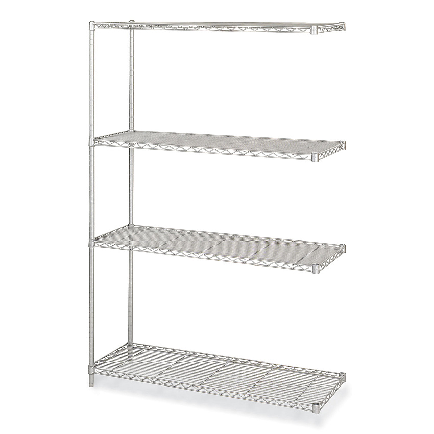 Safco Industrial Add-On Unit, Four-Shelf, 48w x 18d x 72h, Steel, Metallic Gray (5292GR)