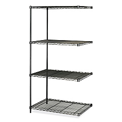 Safco Industrial Add-On Unit, Four-Shelf, 36w x 24d x 72h, Steel, Black (5289BL)