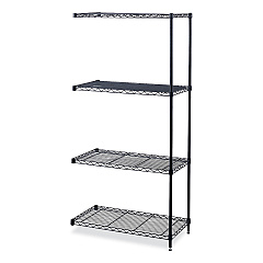 Safco Industrial Add-On Unit, Four-Shelf, 36w x 18d x 72h, Steel, Black (5286BL)