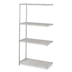 Safco Industrial Add-On Unit, Four-Shelf, 36w x 18d x 72h, Steel, Metallic Gray (5286GR)