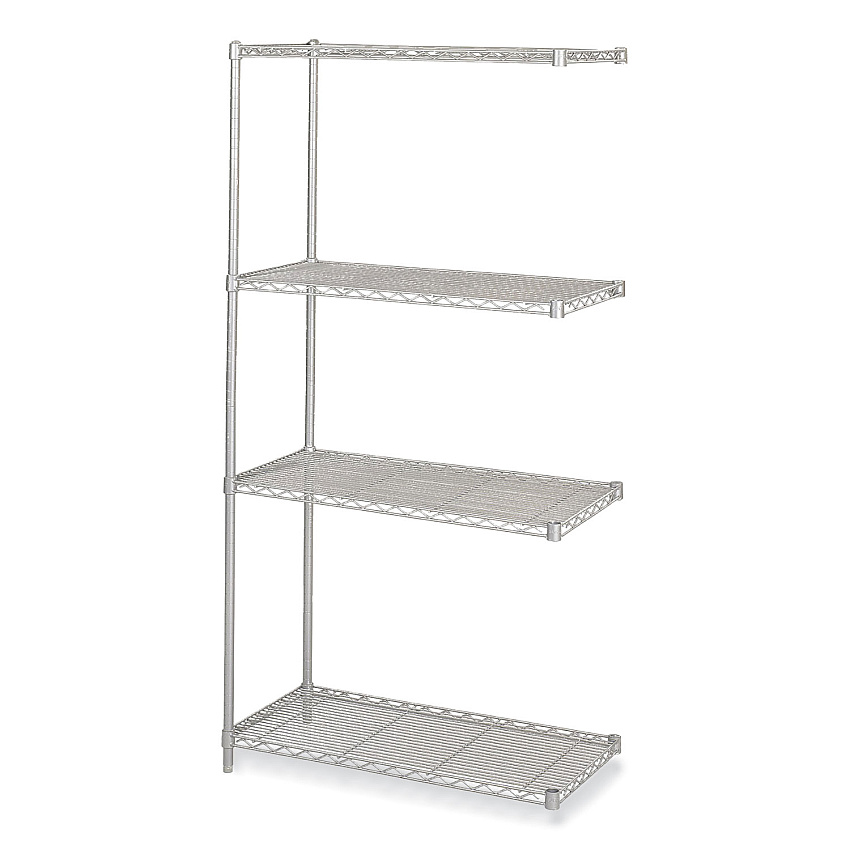 Safco Industrial Add-On Unit, Four-Shelf, 36w x 18d x 72h, Steel, Metallic Gray (5286GR)