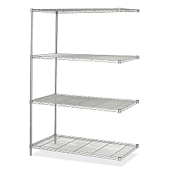 Safco Industrial Add-On Unit, Four-Shelf, 48w x 24d x 72h, Steel, Metallic Gray (5295GR)