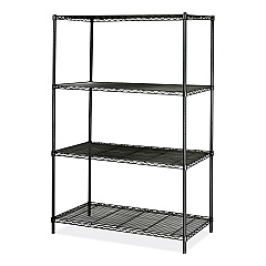 Safco Industrial Wire Shelving, Four-Shelf, 48w x 24d x 72h, Black (5294BL)