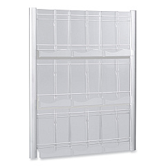 Safco Luxe Magazine Rack, 9 Compartments, 31.75w x 5d x 41h, Clear/Silver (4134SL)