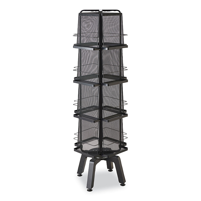 Safco Onyx Mesh Rotating Magazine Display, 16 Compartments, 18.27w x 18.27d x 58.55h, Black (5580BL)