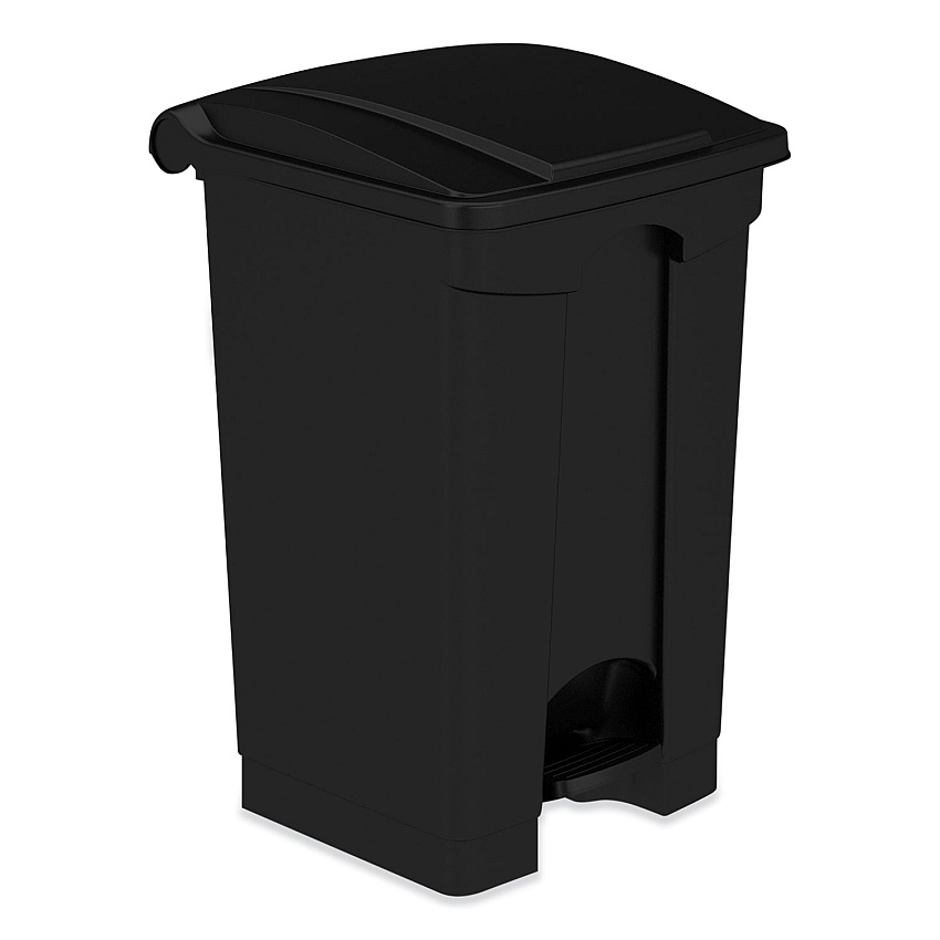 Safco Plastic Step-On Receptacle, 12 gal, Plastic, Black (9925BL)