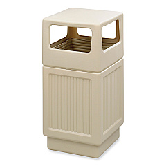 Safco Canmeleon Recessed Panel Receptacles, Side-Open, 38 gal, Polyethylene, Tan (9476TN)