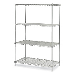 Safco Industrial Wire Shelving, Four-Shelf, 48w x 24d x 72h, Metallic Gray (5294GR)