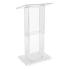 Oklahoma Sound Clear Acrylic Lectern with Shelf, 24 x 15 x 46, Clear (401S)