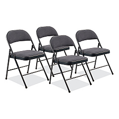 BASICS by NPS 970 Series Fabric Padded Steel Folding Chair, Supports Up to 250 lb, 17.75" Seat Height, Star Trail Blue, 4/Carton (974)