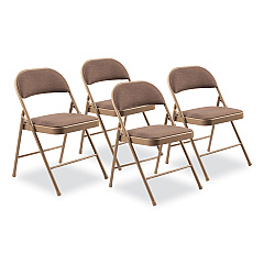 BASICS by NPS 970 Series Fabric Padded Steel Folding Chair, Supports Up to 250 lb, 17.75" Seat Height, Star Trail Brown, 4/Carton (973)