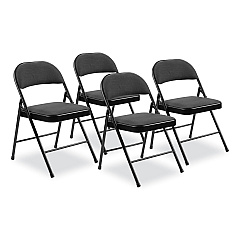 BASICS by NPS 970 Series Fabric Padded Steel Folding Chair, Supports Up to 250 lb, 17.75" Seat Height, Star Trail Black, 4/Carton