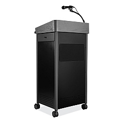Oklahoma Sound Greystone Lectern with Sound, 23.5 x 19.25 x 45.5, Charcoal Gray (GSLS)