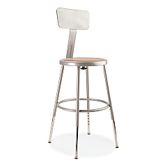 NPS 6200 Series 19" to 27" Height Adjustable Heavy Duty Stool with Backrest, Supports 500 lb, Brown Seat, Gray Back, Gray Base (6218HB)