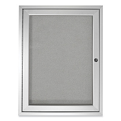 Ghent 1 Door Enclosed Vinyl Bulletin Board with Satin Aluminum Frame, 36 x 36, Silver Surface (PA13636VX193)