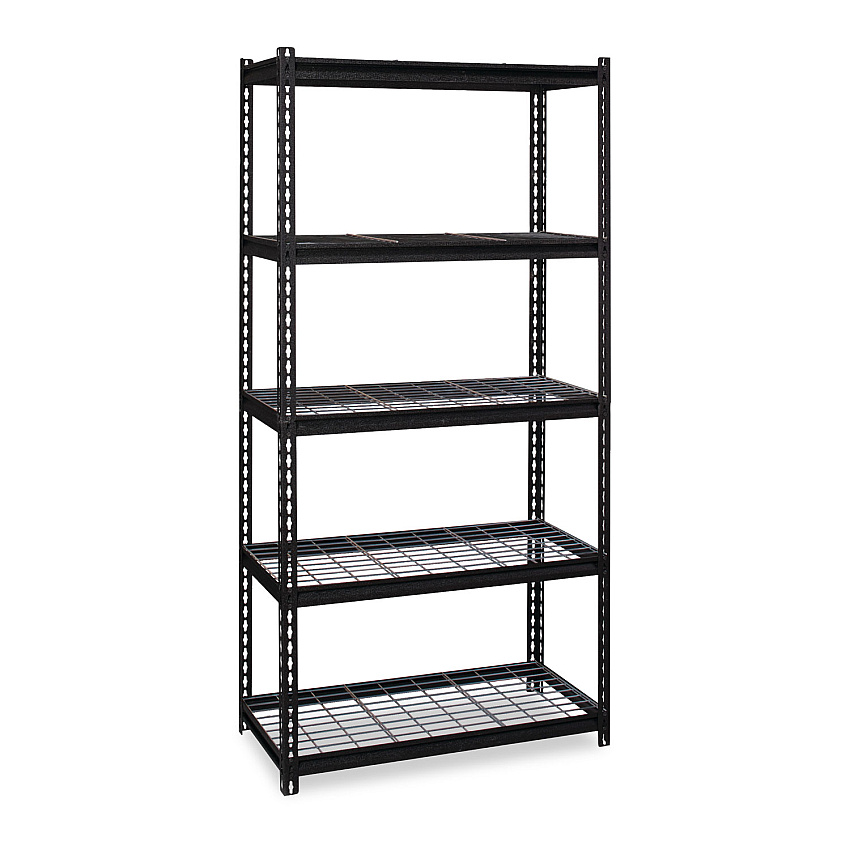 Hirsh Industries Iron Horse 2300 Wire Deck Shelving, Five-Shelf, 36w x 18d x 72h, Black (22130)