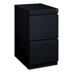 Hirsh Industries Full-Width Pull 20 Deep Mobile Pedestal File, 2-Drawer: File/File, Letter, Black, 15 x 19.88 x 27.75 (18578)