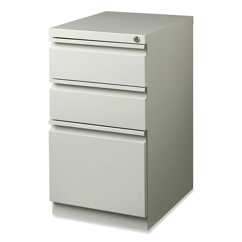 Hirsh Industries Full-Width Pull 20 Deep Mobile Pedestal File, 3-Drawer: Box/Box/File, Letter, Light Gray, 15 x 19.88 x 27.75 (18576)