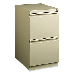 Hirsh Industries Full-Width Pull 20 Deep Mobile Pedestal File, 2-Drawer: File/File, Letter, Putty, 15 x 19.88 x 27.75 (18577)