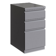 Hirsh Industries Full-Width Pull 20 Deep Mobile Pedestal File, 3-Drawer: Box/Box/File, Letter, Arctic Silver, 15 x 19.88 x 27.75 (24110)