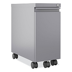 Hirsh Industries Zip Mobile Pedestal File, 1-Drawer, File, Legal/Letter, Arctic Silver, 10 x 19.88 x 21.75 (24045)