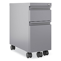 Hirsh Industries Zip Mobile Pedestal File, 2-Drawer, Box/File, Legal/Letter, Arctic Silver, 10 x 19.88 x 21.75 (24044)