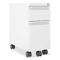 Hirsh Industries Zip Mobile Pedestal File, 2-Drawer: Box/File, Legal/Letter, White, 10 x 19.88 x 21.75 (24152)
