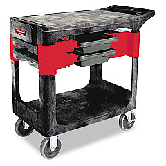 Rubbermaid Commercial Trades Cart, Two-Shelf, 19.25w x 38d x 33.38h, Black (618000BLA)