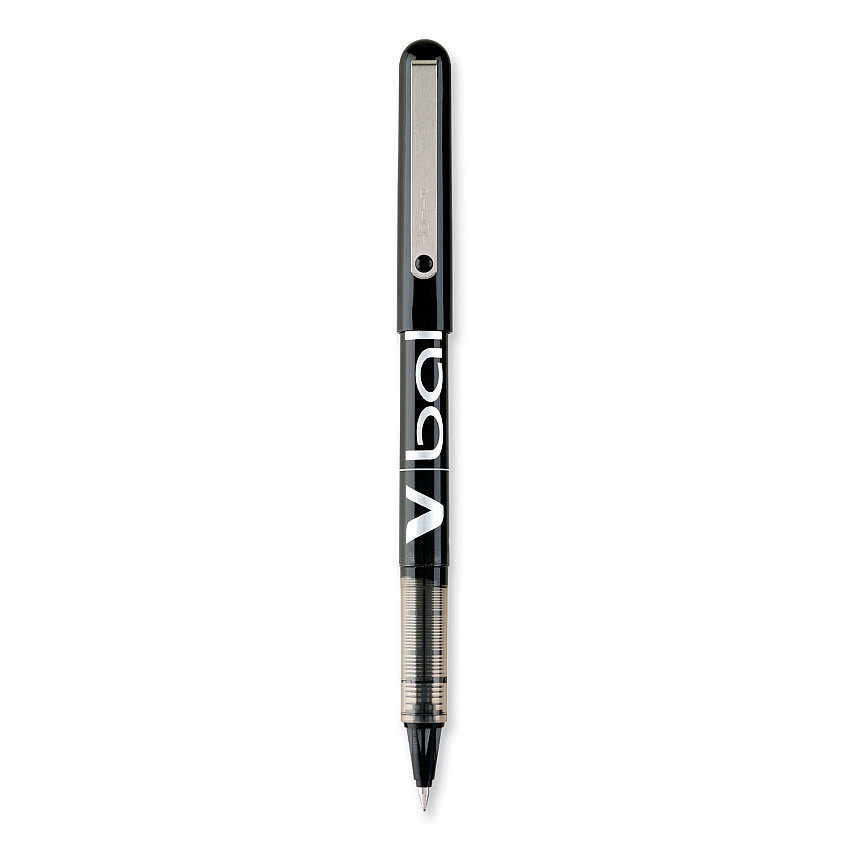 Pilot VBall Liquid Ink Roller Ball Pen, Stick, Extra-Fine 0.5 mm, Black Ink, Black Barrel, Dozen (35200)