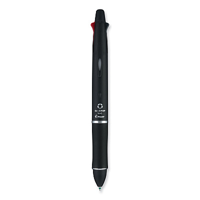 Pilot Dr. Grip 4 + 1 Multi-Color Ballpoint Pen/Pencil, Retractable, 0.7 mm Pen/0.5mm Pencil, Black/Blue/Green/Red Ink, Black Barrel (36220)