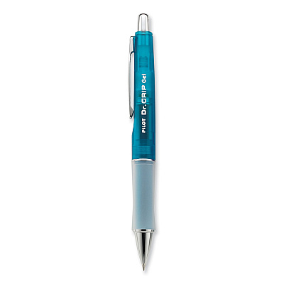 Pilot Dr. Grip Gel Pen, Retractable, Fine 0.7 mm, Black Ink, Translucent Blue Barrel (36260)