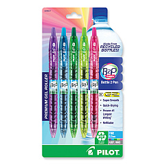 Pilot B2P Bottle-2-Pen Recycled Gel Pen, Retractable, Fine 0.7 mm, Assorted Ink and Barrel Colors, 5/Pack (36621)