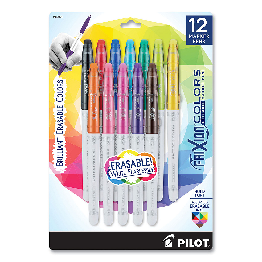 Pilot FriXion Colors Erasable Porous Point Pen, Stick, Bold 2.5 mm, Assorted Ink and Barrel Colors, 12/Pack (44155)