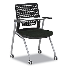 Safco Thesis Training Chair with Flex Back and Tablet, Support Up to 250 lb, 18" Seat Height, Black Seat, Gray Base, 2/Carton (KTX3SBBLK)