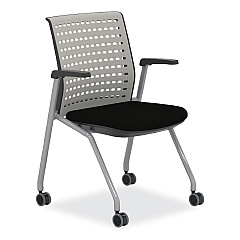 Safco Thesis Training Chair with Static Back and Arms, Supports Up to 250 lb, 18" Seat Height, Black Seat, Gray Back/Base, 2/Carton (KTS1SGBLK)