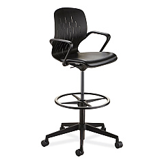 Safco Shell Extended-Height Chair, Supports Up to 275 lb, 22" to 32" Seat Height, Black Seat, Black Back, Black Base (7014BL)
